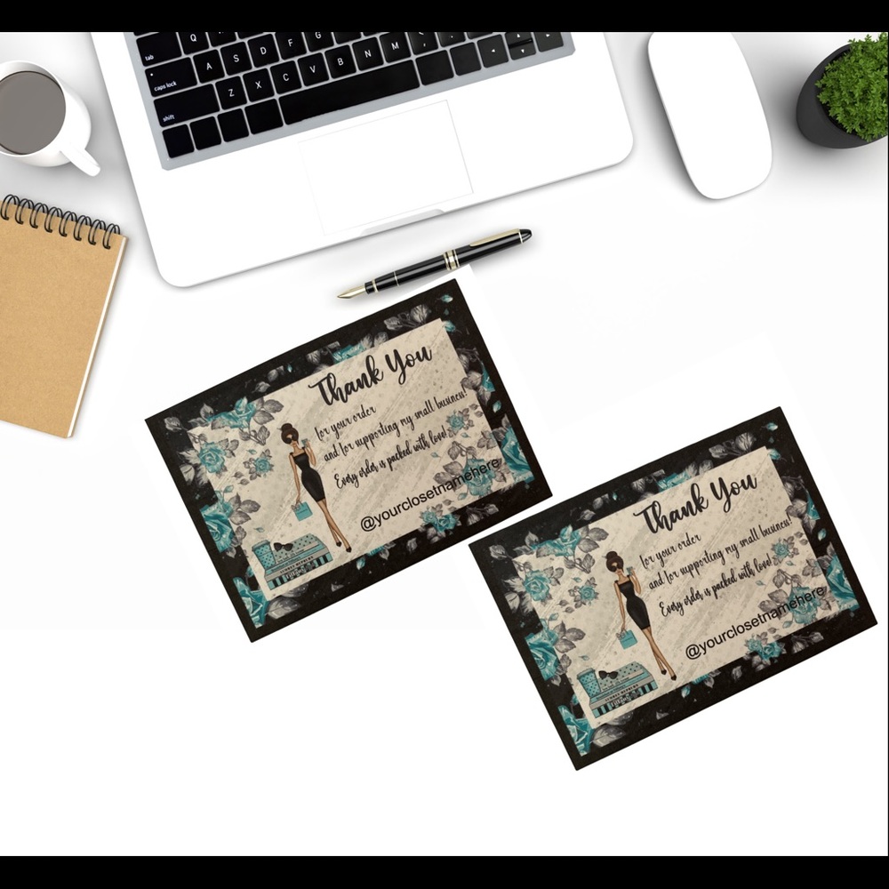 Set of 100 Elegant fashion woman designThank You Cards